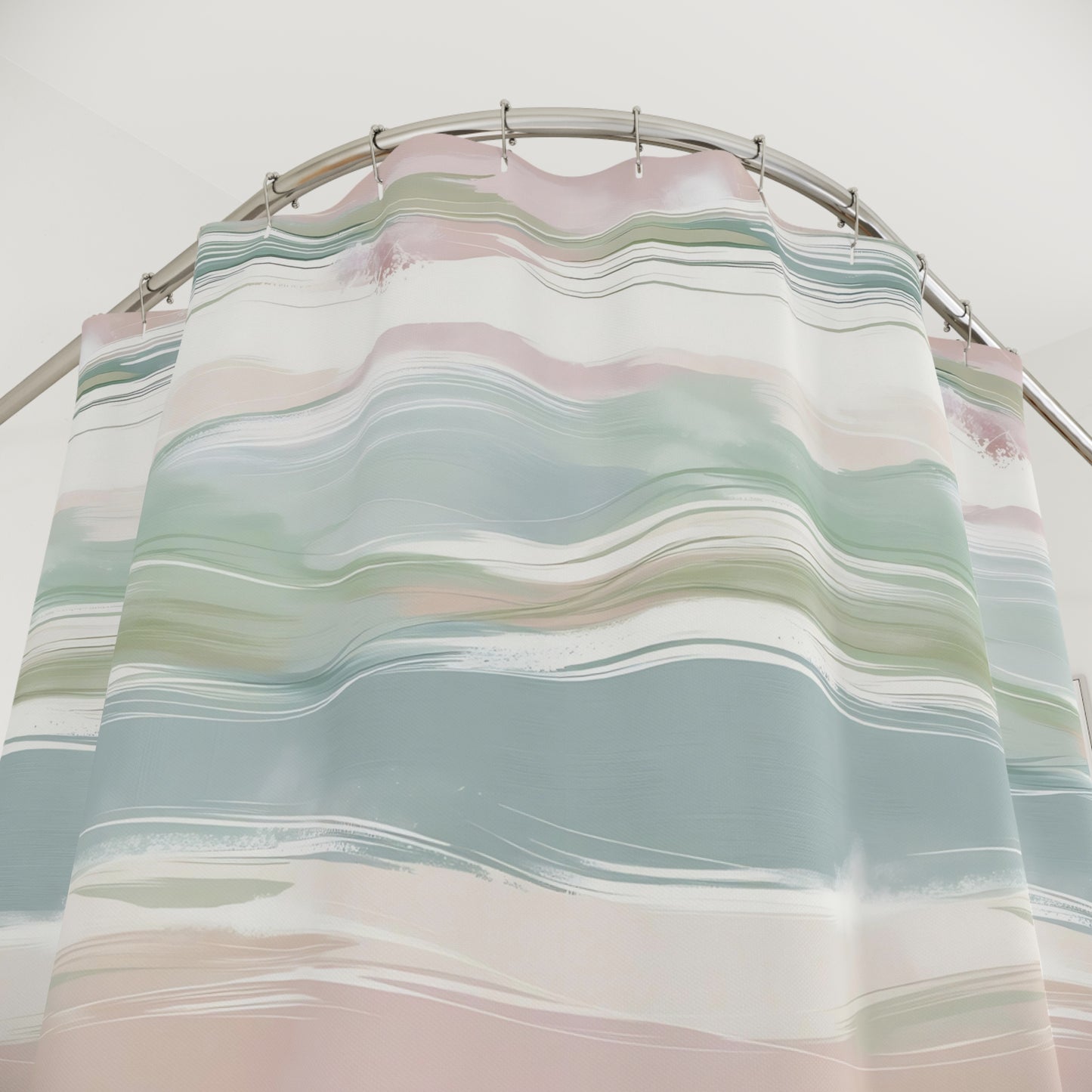 Coastal Pastel Shower Curtains - Beach Bathroom Decor, Nautical Blue Home Accessories, Ocean Themed Interior Design, Seaside House Gifts,