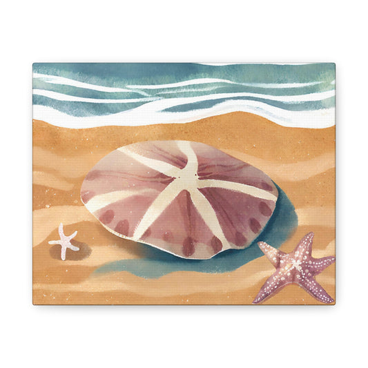 Canvas Gallery Wraps, Sand Dollar Watercolor Art Print, Coastal Home Decor, Beach House Wall Art, Ocean Theme Decor, Nautical Wall Decor,