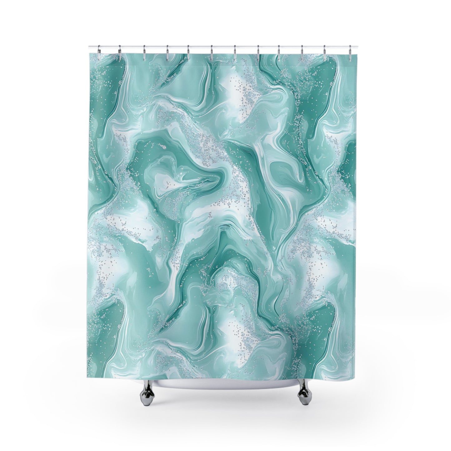 Elegant Turquoise Marble Shower Curtains, Modern Bathroom Decor, Stylish Home Accessory, Gift for Housewarming, Relaxing Vibes