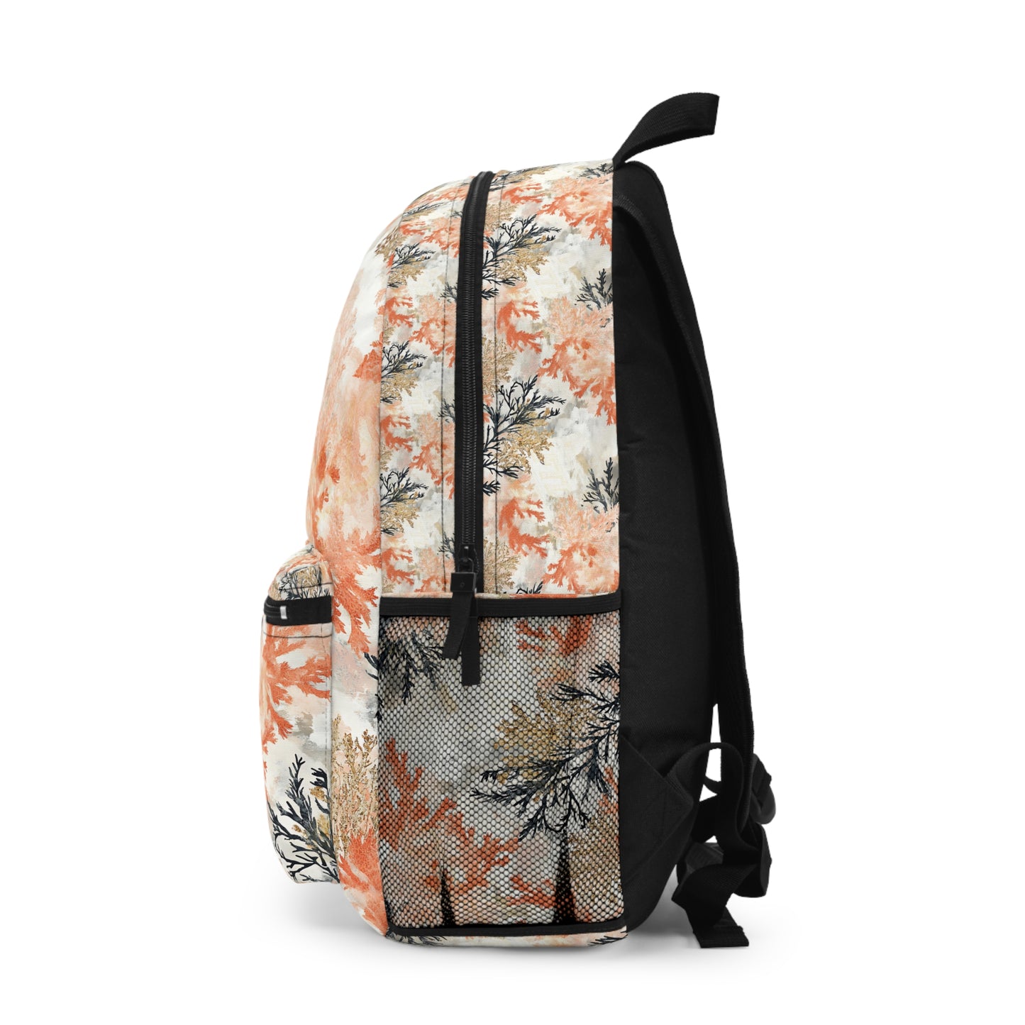 Coral Floral Backpack, Trendy Daypack, Eco-friendly School Bag, Stylish Travel Companion, Perfect for Gifts & Outdoors