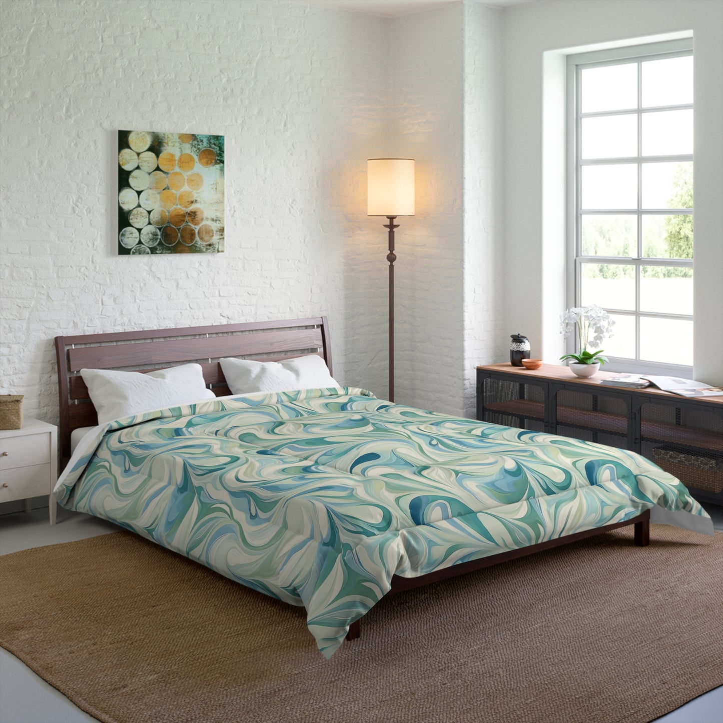 Swirling Ocean Comforter - Cozy Home Bedding, Vibrant Décor, Bohemian Style, Perfect Gift for Housewarming, All Seasons Use