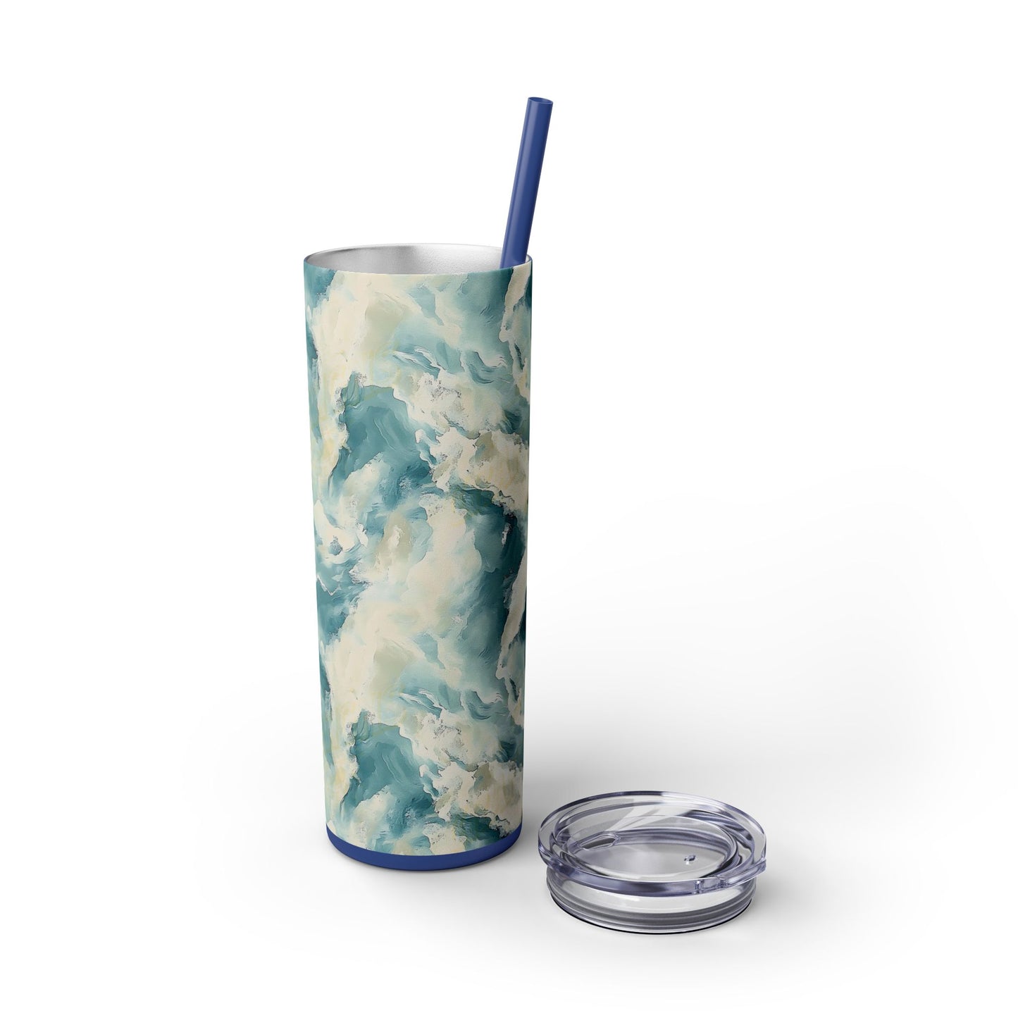 Serene Ocean-Inspired Skinny Tumbler with Straw, 20oz - Perfect for Home, Travel, Parties, Gifts, Summer Events, and Hydration