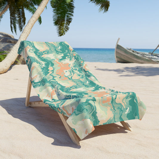 Marble Wave Beach Towel, Vibrant Poolside Accessory, Perfect for Summer Fun, Ideal Gift for Beach Lovers, Travel Essentials