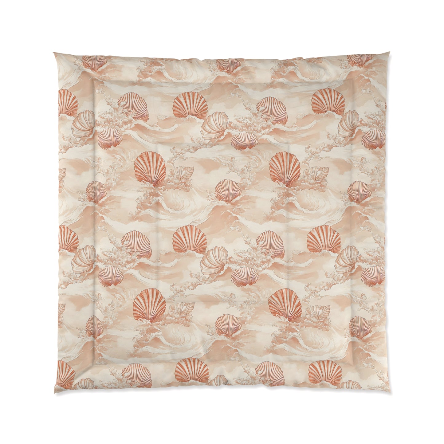 Seashell Comforter, Coastal Home Decor, Ocean-Inspired Bedding, Nautical Themed Blanket, Beach House Gift, Summer Vibes