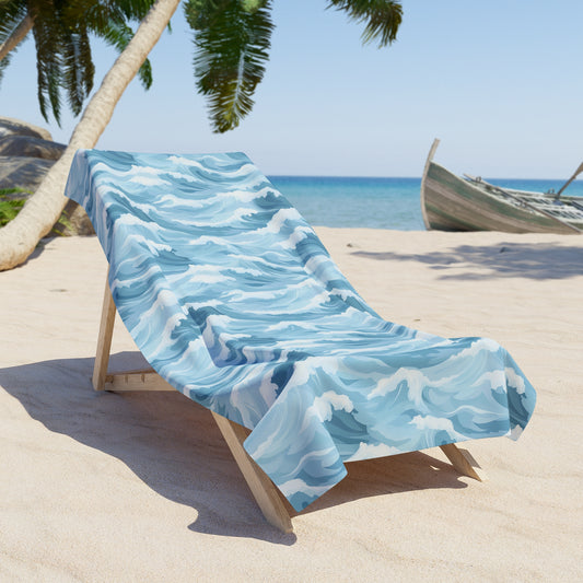 Ocean Wave Beach Towel, Cool Stylish Towel for Summer, Beach Accessories, Pool Day Essential, Gift for Ocean Lovers