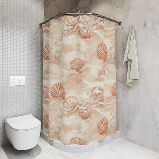 Ocean-Inspired Shower Curtain, Nautical Bathroom Decor, Coastal Vibes Home Accessory, Shell Design, Beach-Themed Gift