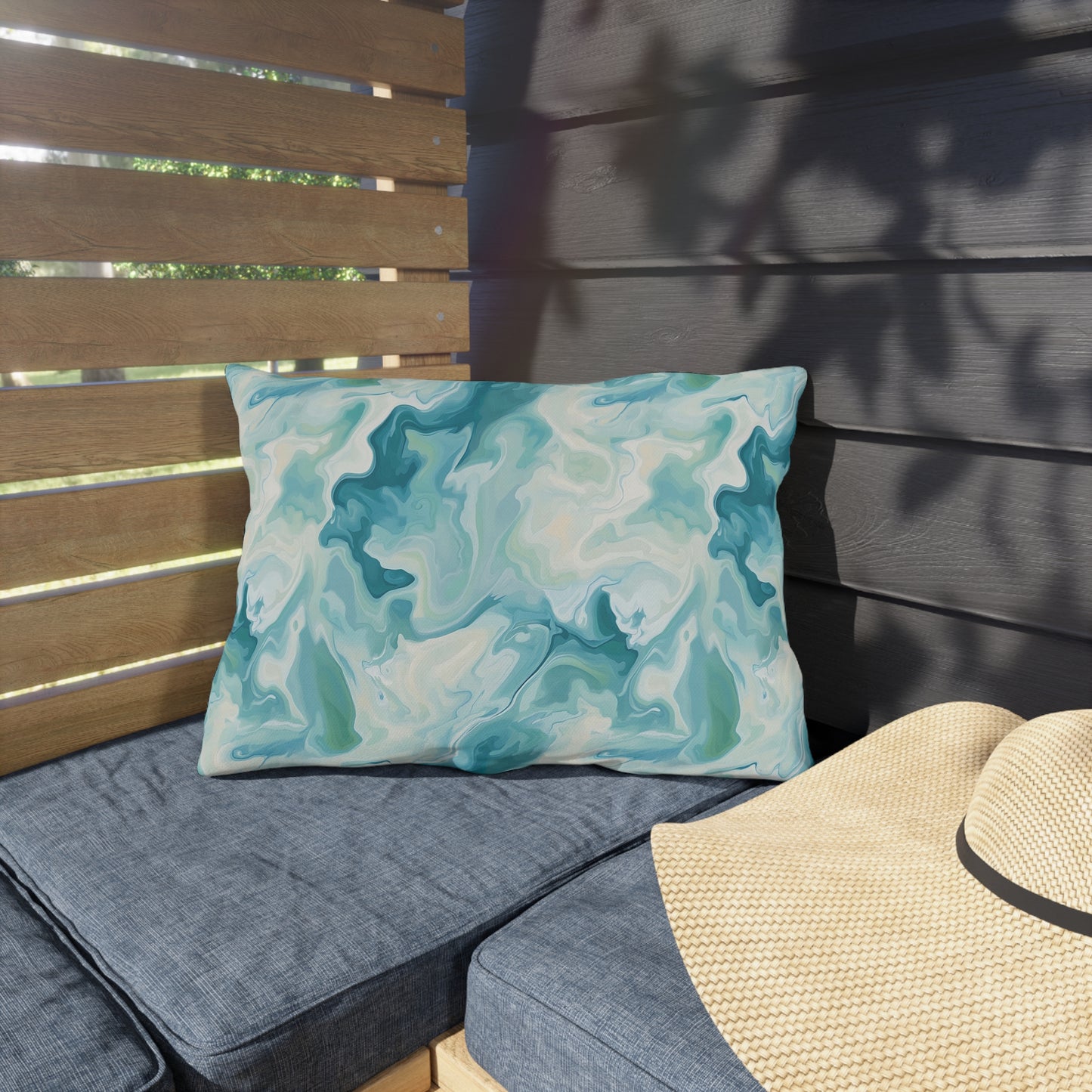 Stylish Outdoor Pillows for Cozy Spaces | Seafoam Abstract Design, Patio Decor, Home Accessories, Summer Vibe, Garden Pillows