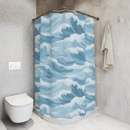 Ocean Waves Shower Curtain, Nautical Bathroom Decor, Coastal Home Accessories, Beachy Vibes, Wave Pattern Curtains, Gifts for Beach Lovers