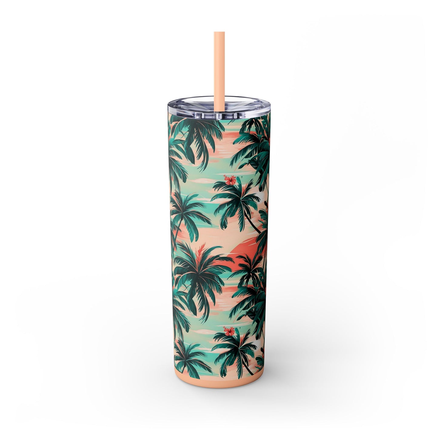 Tropical Skinny Tumbler, Palm Trees, Vacation Cup, Beach Drinkware, Summer Gift, 20oz Tumbler