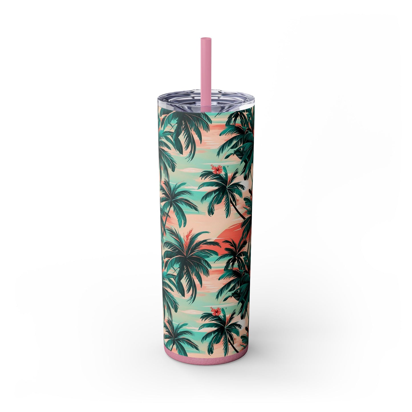 Tropical Skinny Tumbler, Palm Trees, Vacation Cup, Beach Drinkware, Summer Gift, 20oz Tumbler