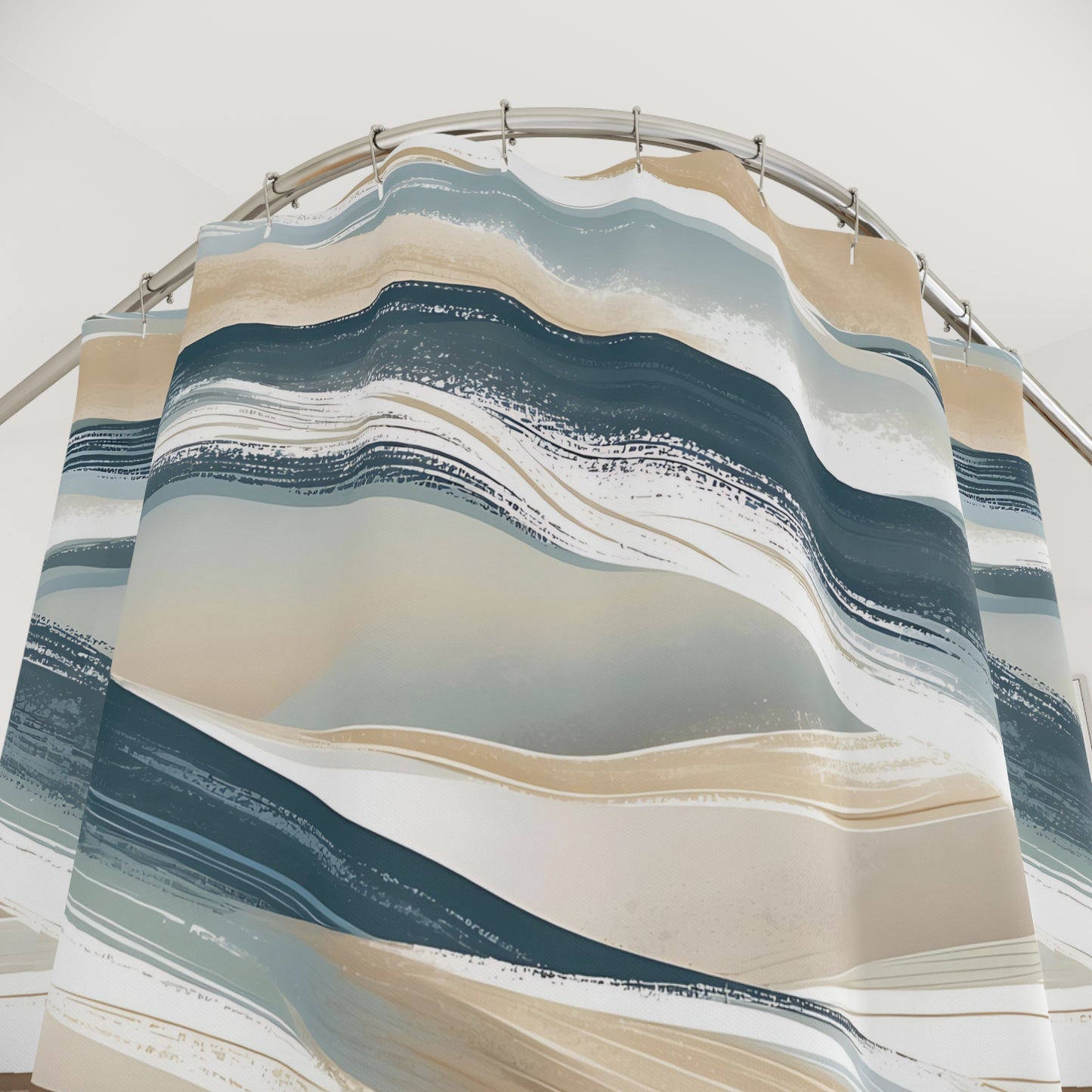 Sleek Abstract Waves Shower Curtain, Coastal Bathroom Decor, Modern Home Accessory, Gift for Her, Spa Inspired Design