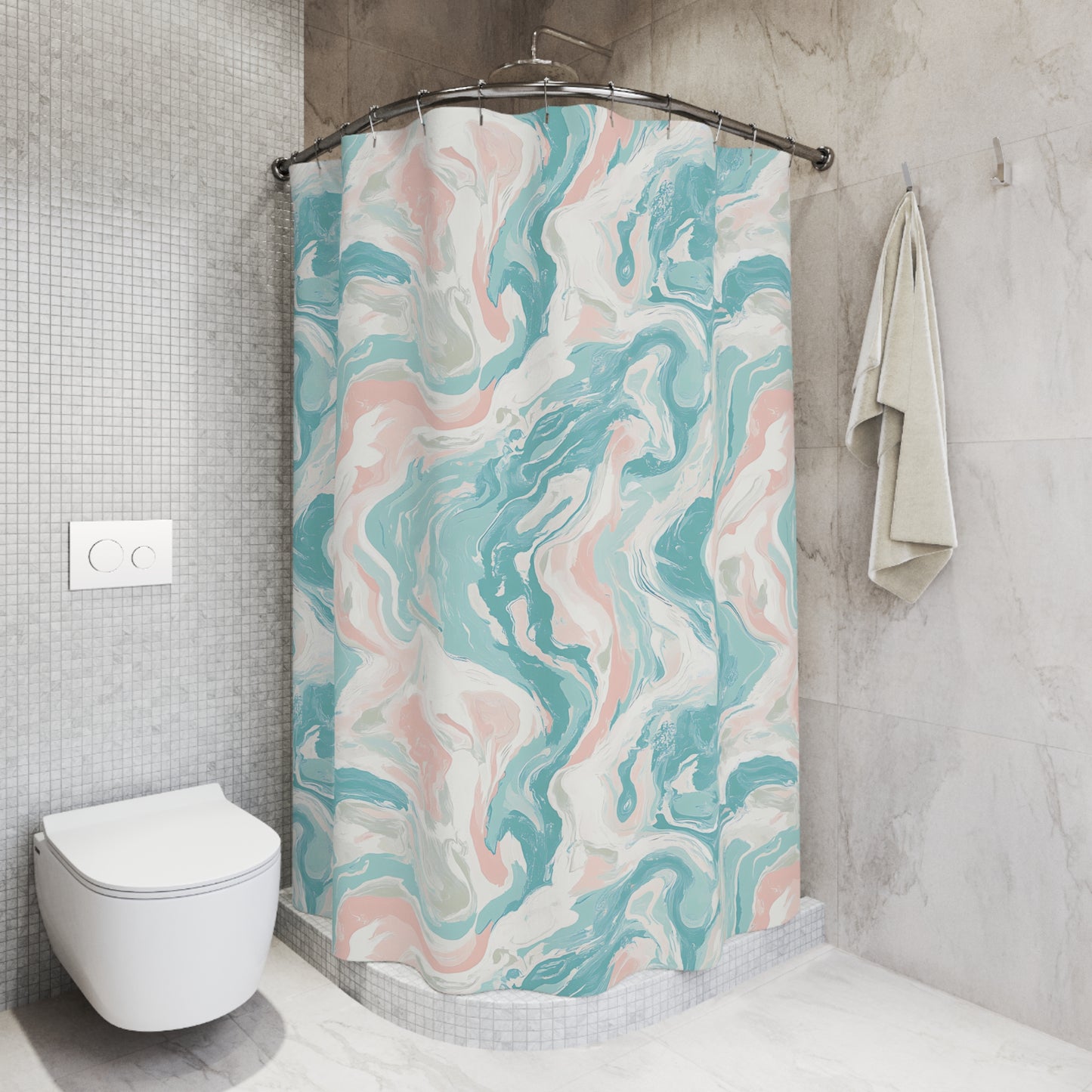 Marbled Pastel Shower Curtain, Boho Bathroom Decor, Ocean Wave Textile, Modern Home Accessory, Unique Gift Idea, Spring Refresh