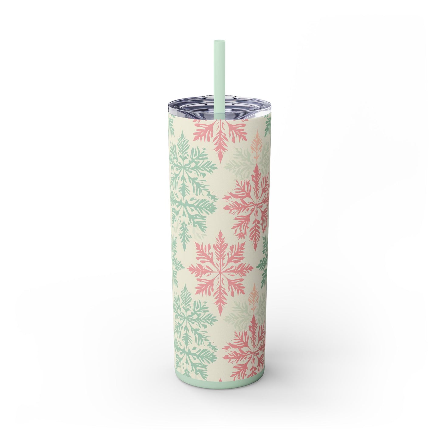 Winter Wonderland Skinny Tumbler, Snowflake Drink Container, Holiday Travel Mug, Christmas Gift, Festive Beverage Holder, Seasonal Coaster