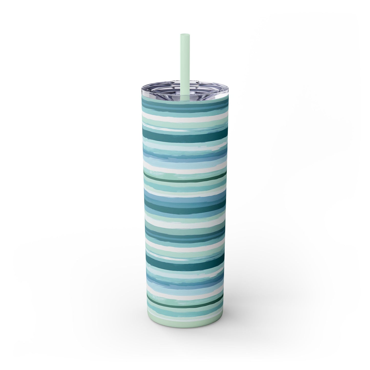 Chic Striped Skinny Tumbler with Straw, 20oz - Perfect for Summer, Travel, Office, Gifts, and Eco-Friendly Sips