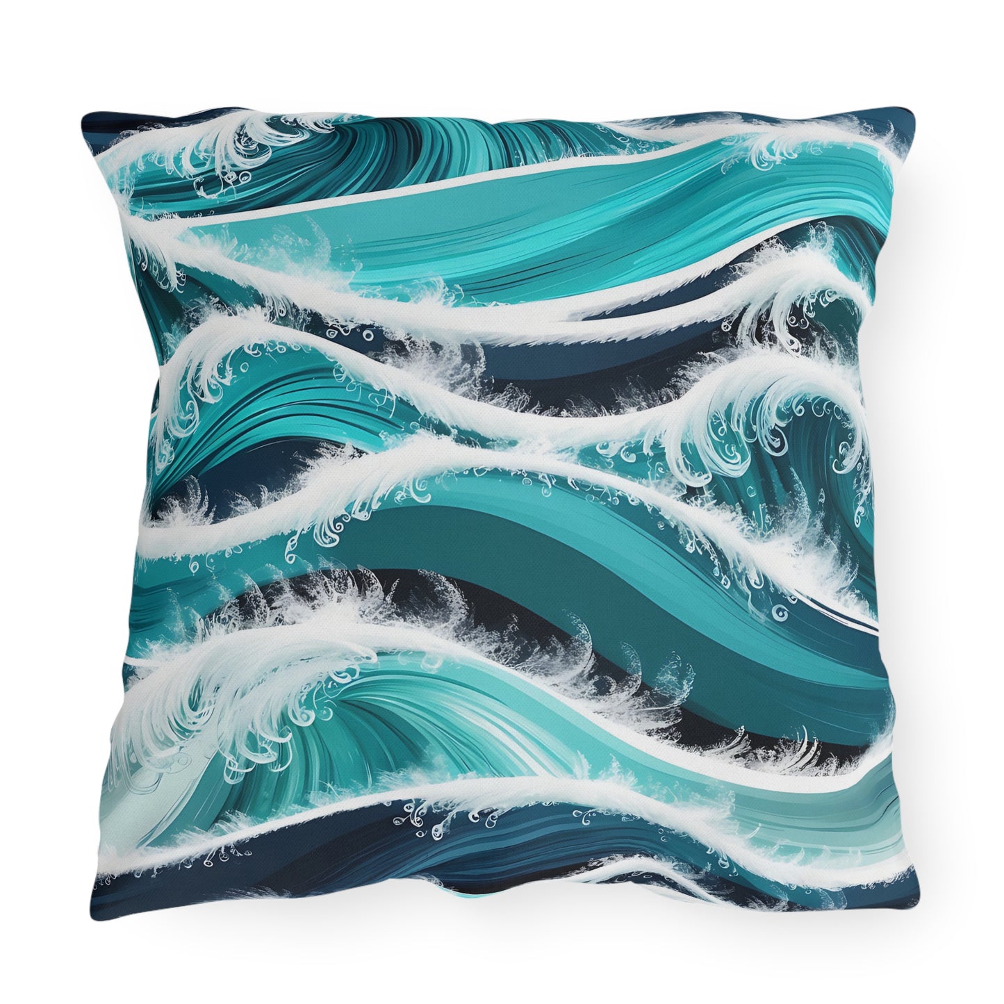 Outdoor Pillows - Ocean Waves Beach Coastal Decor, Nautical Pillow Cover, Summer Patio Cushion, Tropical Outdoor Throw Pillow, Seaside