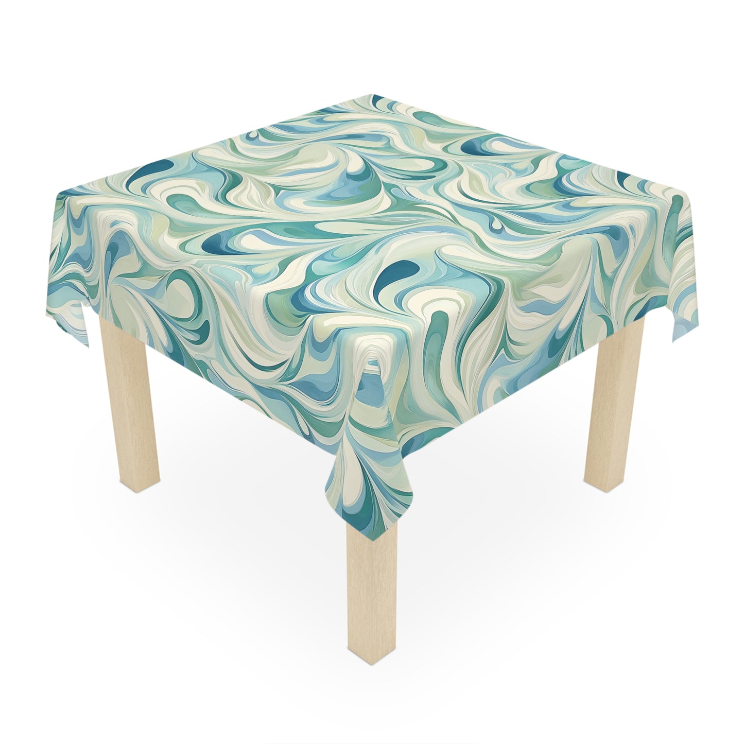 Swirling Ocean Tablecloth, Elegant Dining Decor, Perfect for Weddings, Parties, Summer Gatherings, Home and Garden Events