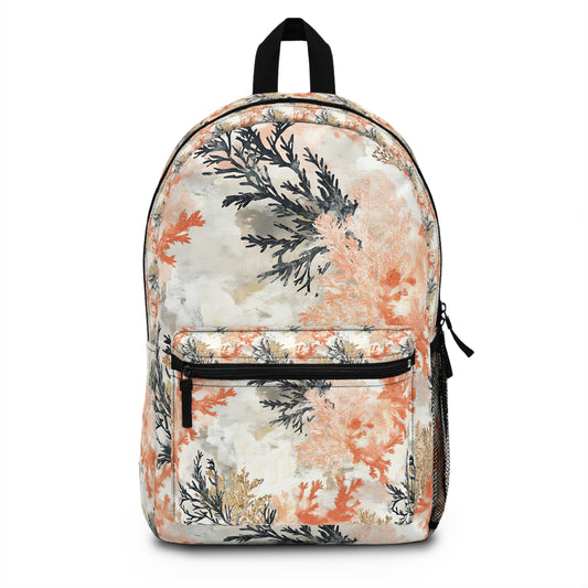 Coral Floral Backpack, Trendy Daypack, Eco-friendly School Bag, Stylish Travel Companion, Perfect for Gifts & Outdoors