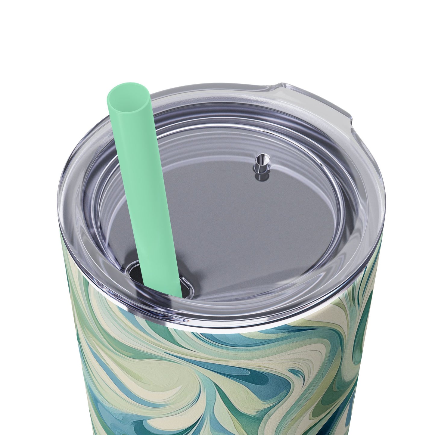 Marbled Skinny Tumbler with Straw, 20oz - Travel Mug, Aqua Waves Drinkware, Eco-Friendly, Gift for Coffee Lovers, Summer Vibes