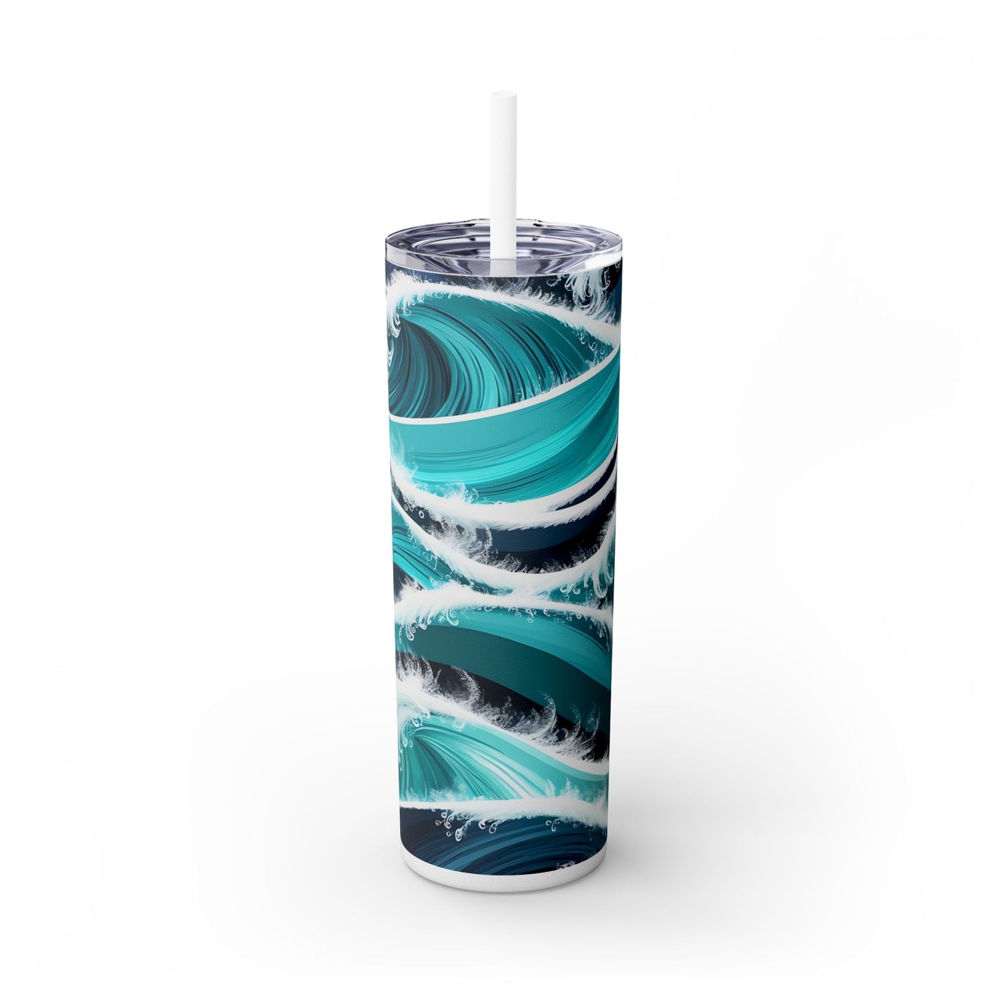 Tumbler, Coastal Ocean Waves Design, Stainless Steel Cup, Beach Lover Gift, Travel Mug, Seaside Theme, Skinny Water Bottle