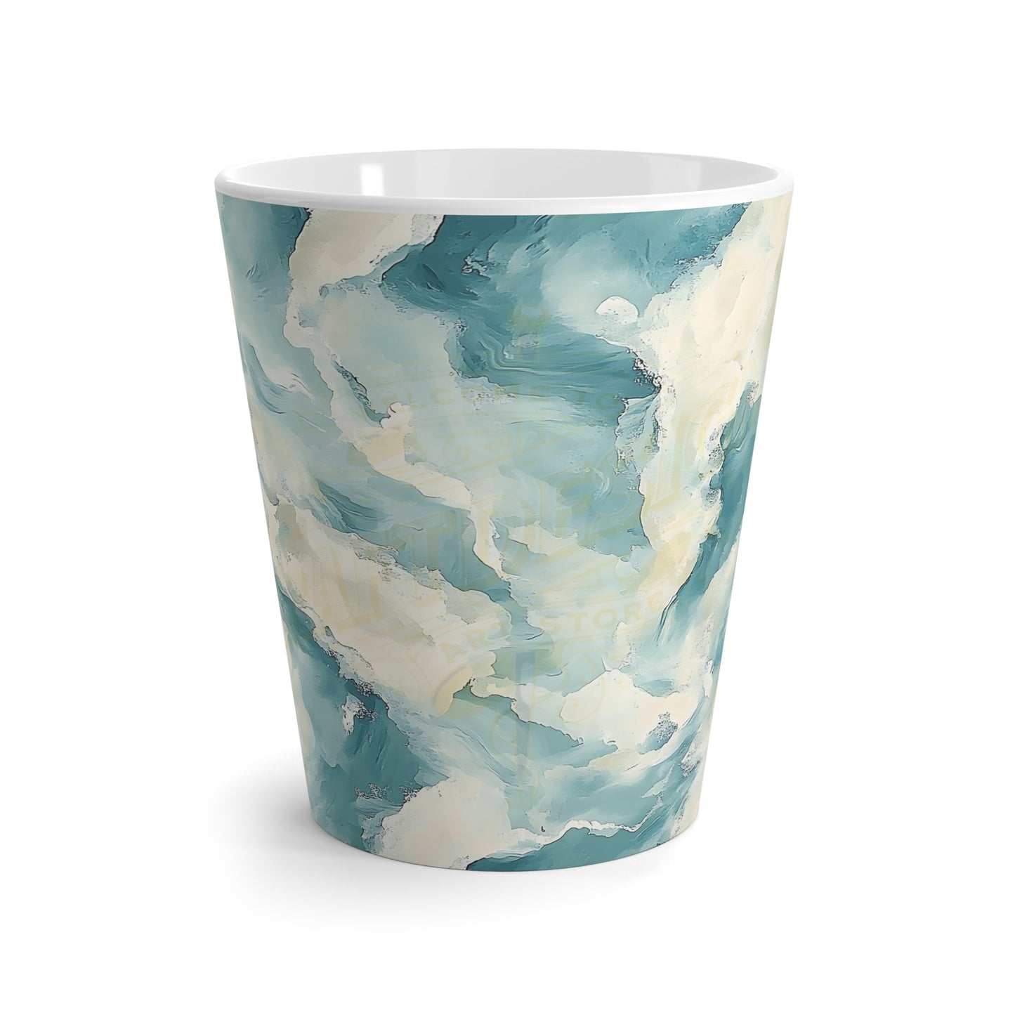 Serene Waves Latte Mug, Ocean Inspired Mug, Artistic Coffee Cup, Perfect Gift for Beach Lovers, Home Decor, Coffee Lover's Delight