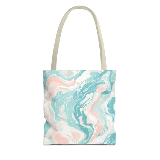 Marble Design Tote Bag, Stylish Beach Bag, Eco-Friendly Shopping Tote, Floral Pattern Carryall, Casual Everyday Purse