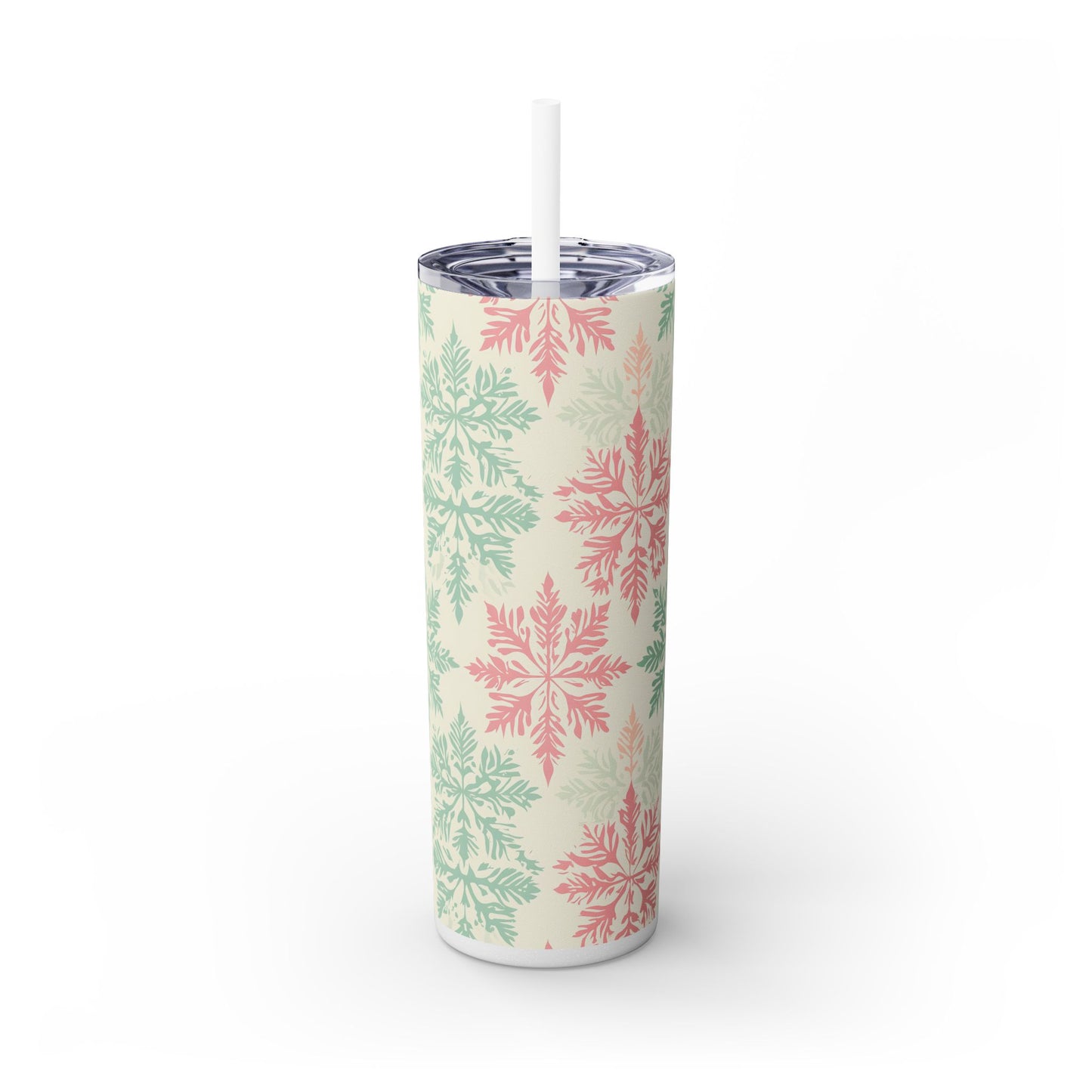 Winter Wonderland Skinny Tumbler, Snowflake Drink Container, Holiday Travel Mug, Christmas Gift, Festive Beverage Holder, Seasonal Coaster