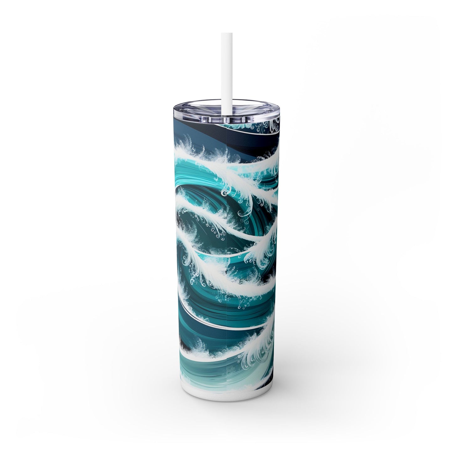 Tumbler, Coastal Ocean Waves Design, Stainless Steel Cup, Beach Lover Gift, Travel Mug, Seaside Theme, Skinny Water Bottle