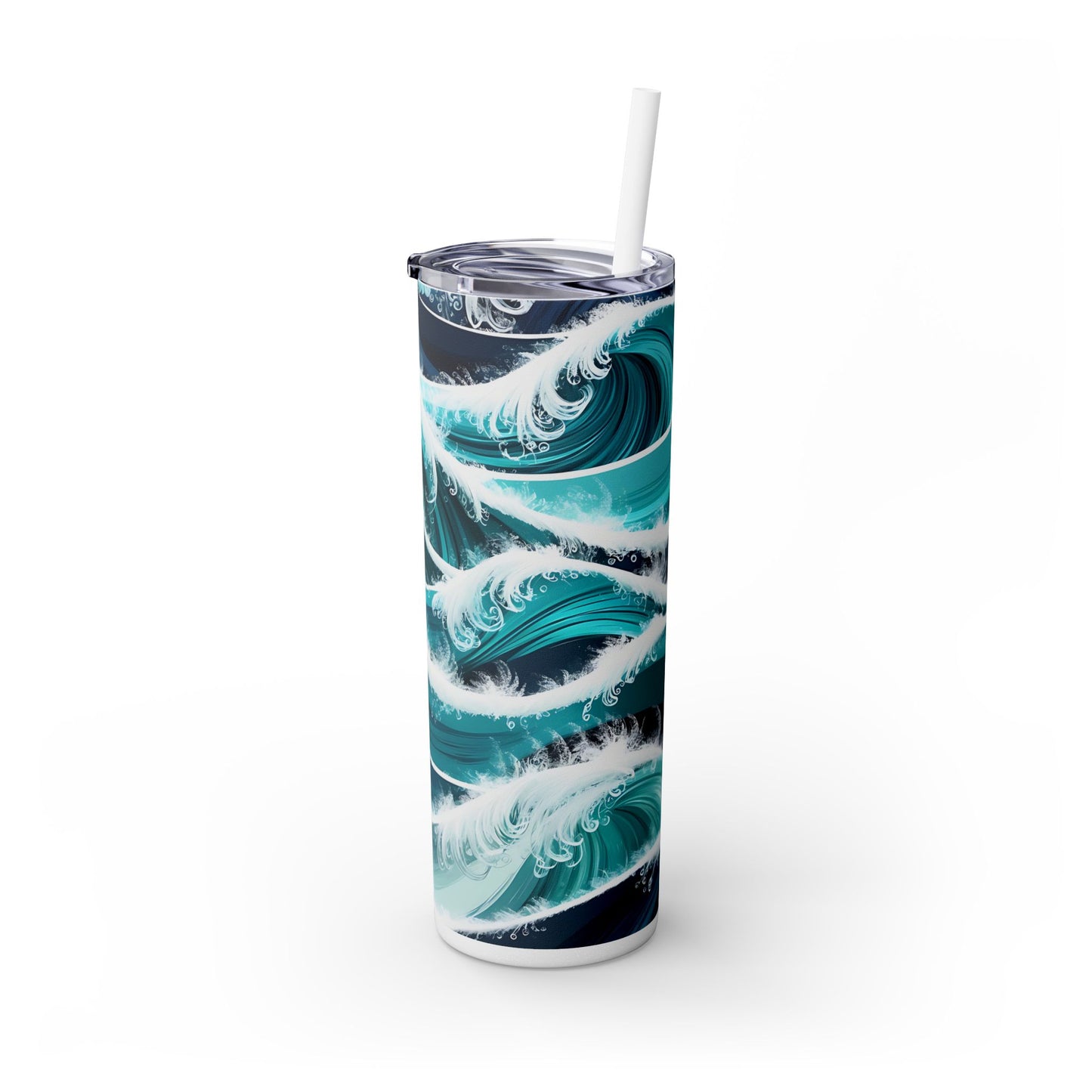 Tumbler, Coastal Ocean Waves Design, Stainless Steel Cup, Beach Lover Gift, Travel Mug, Seaside Theme, Skinny Water Bottle