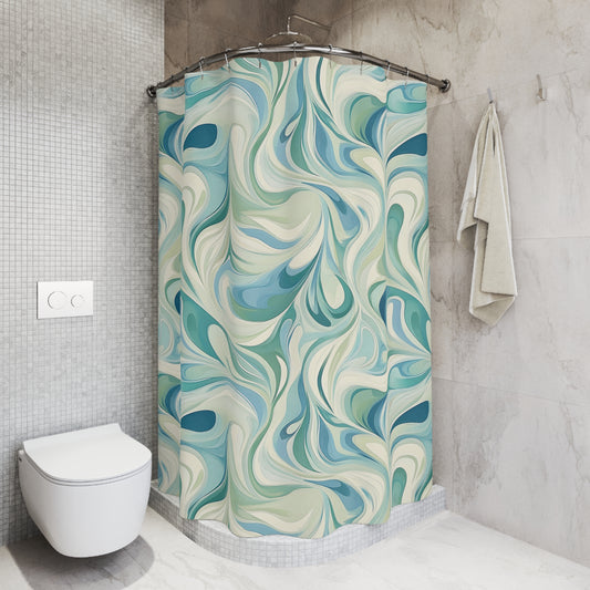 Abstract Waves Shower Curtain, Boho Bathroom Decor, Modern Home Accessories, Gift for Homeowners, Beach House Style, Relaxing Vibes