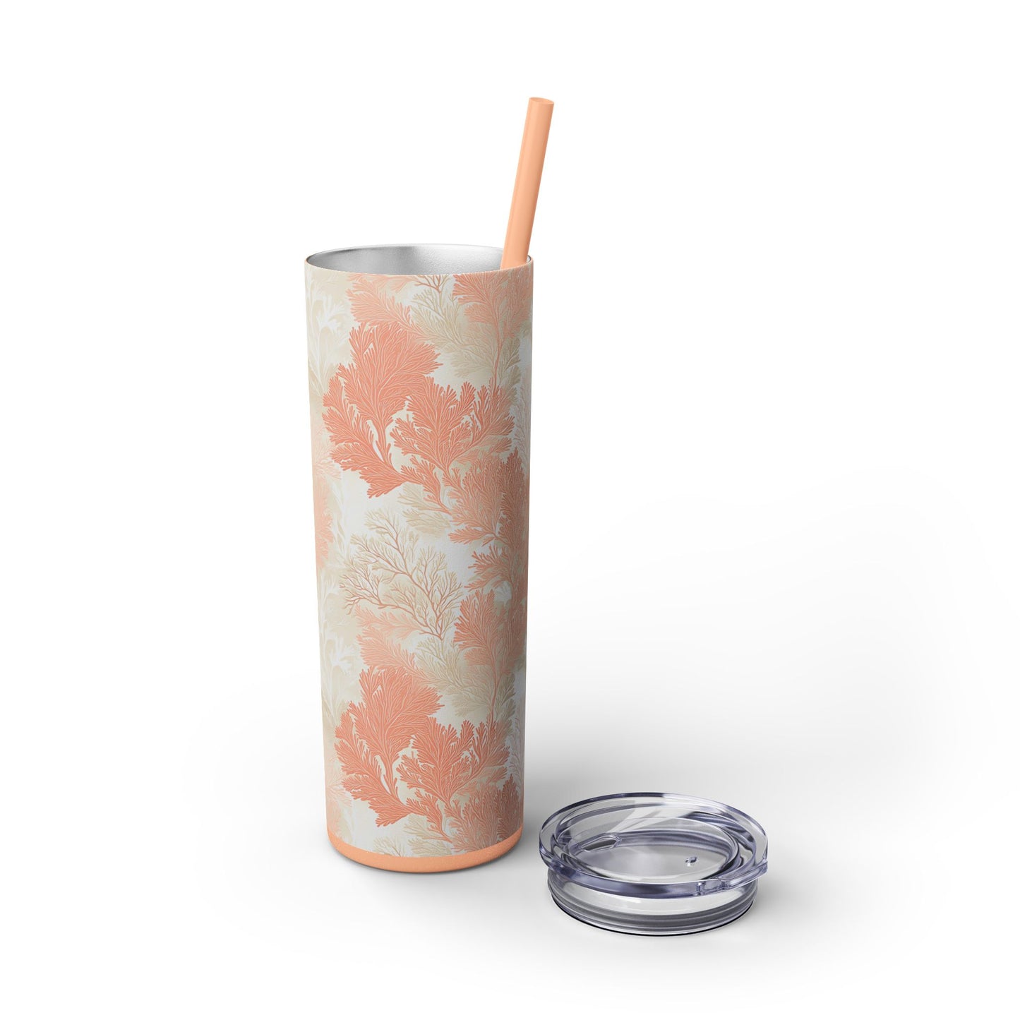 Boho Chic 20oz Skinny Tumbler with Straw, Perfect for Summer, Beach Days, Gift for Her, Travel Mug, Floral Design, Eco-Friendly Drinkware