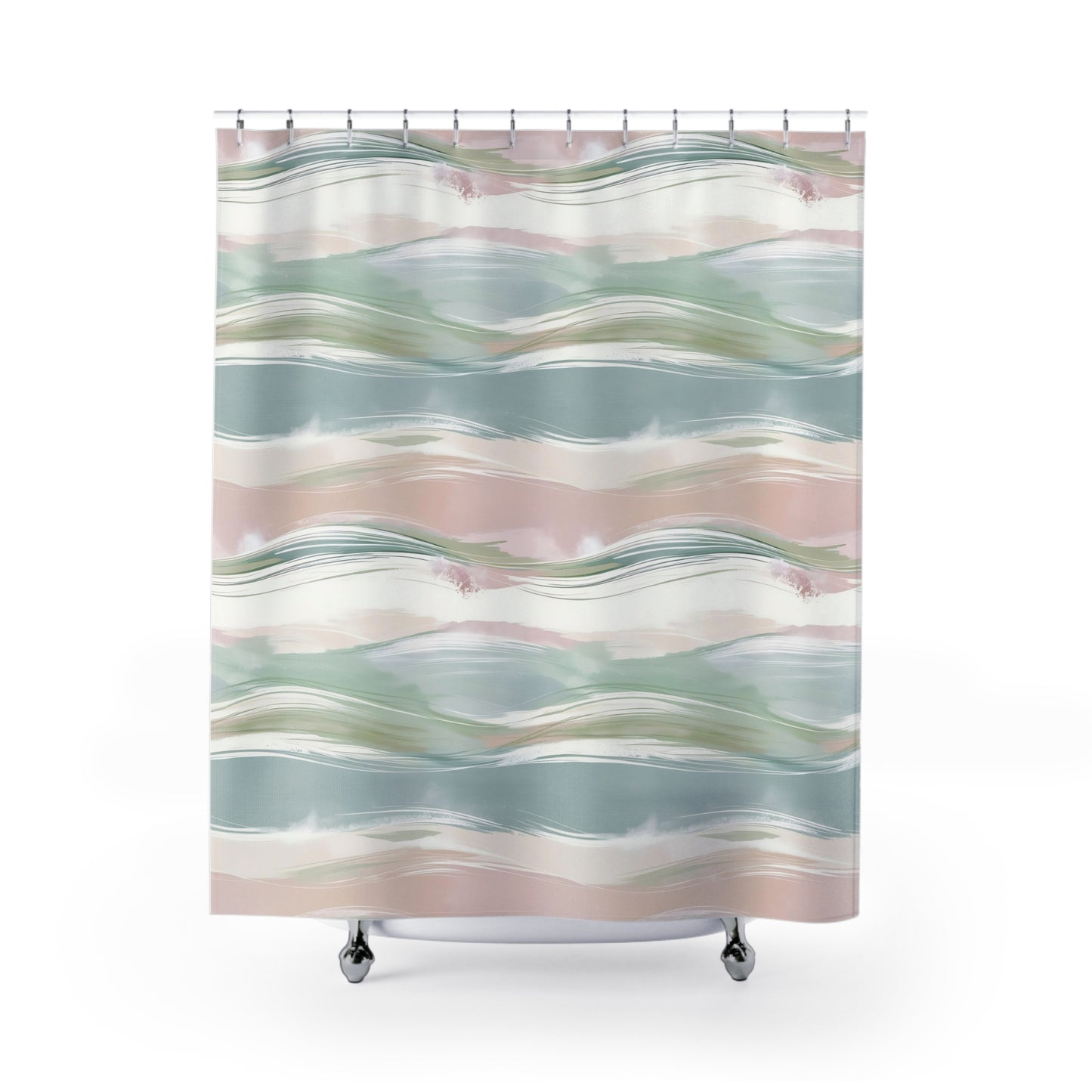 Coastal Pastel Shower Curtains - Beach Bathroom Decor, Nautical Blue Home Accessories, Ocean Themed Interior Design, Seaside House Gifts,