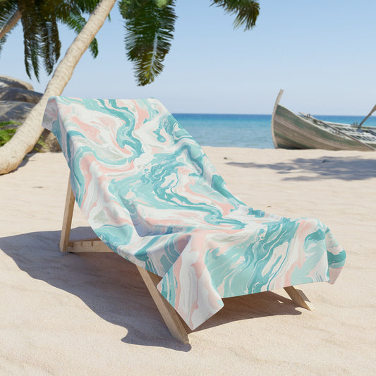 Marble Swirl Beach Towel, Trendy Pool Towel for Summer, Beach Day Essential, Gift for Beach Lovers, Vibrant Travel Towel