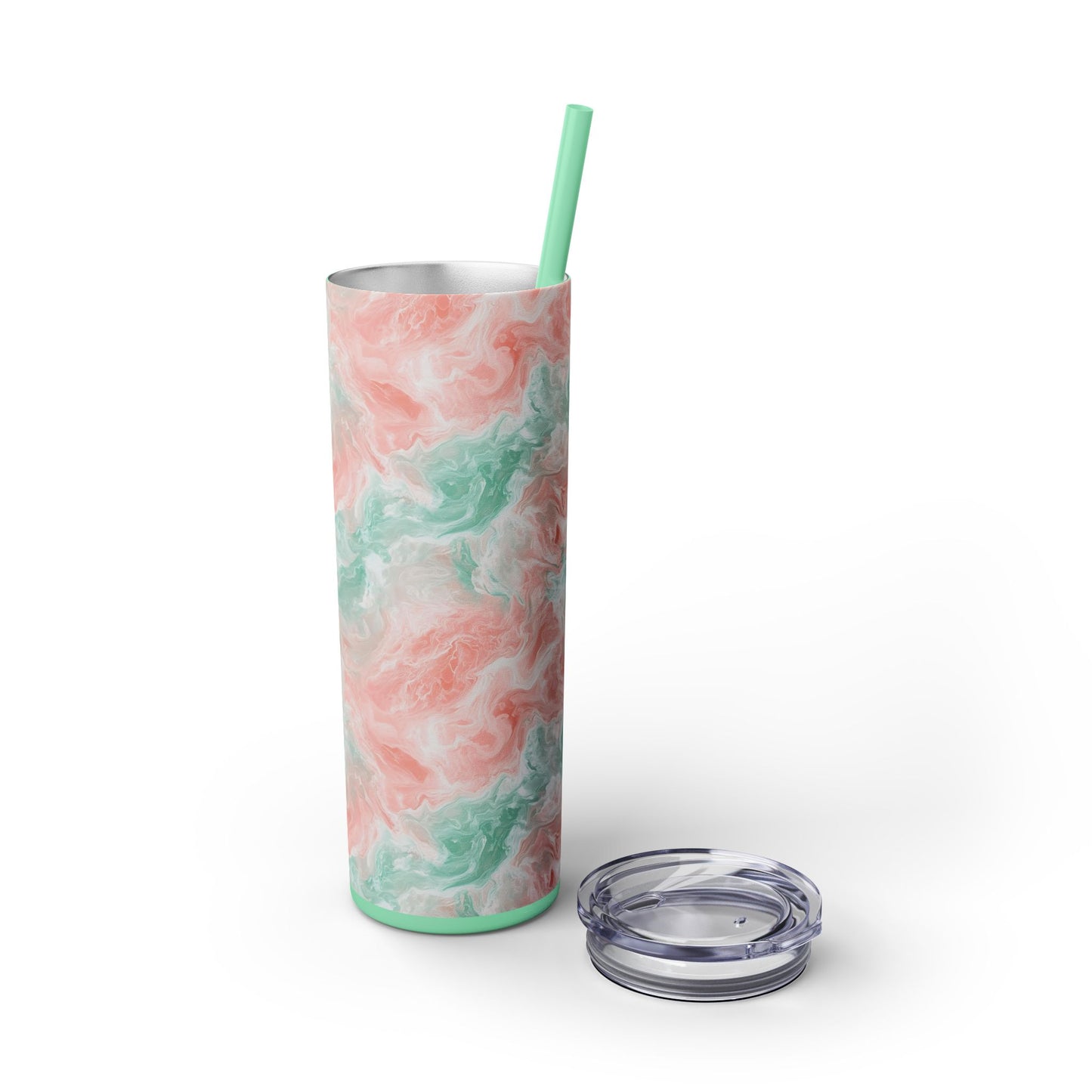 Marble Skinny Tumbler with Straw - 20oz, Stylish Drinkware, Office Mug, Gift for Her, Summer Travel Cup, Unique Barware