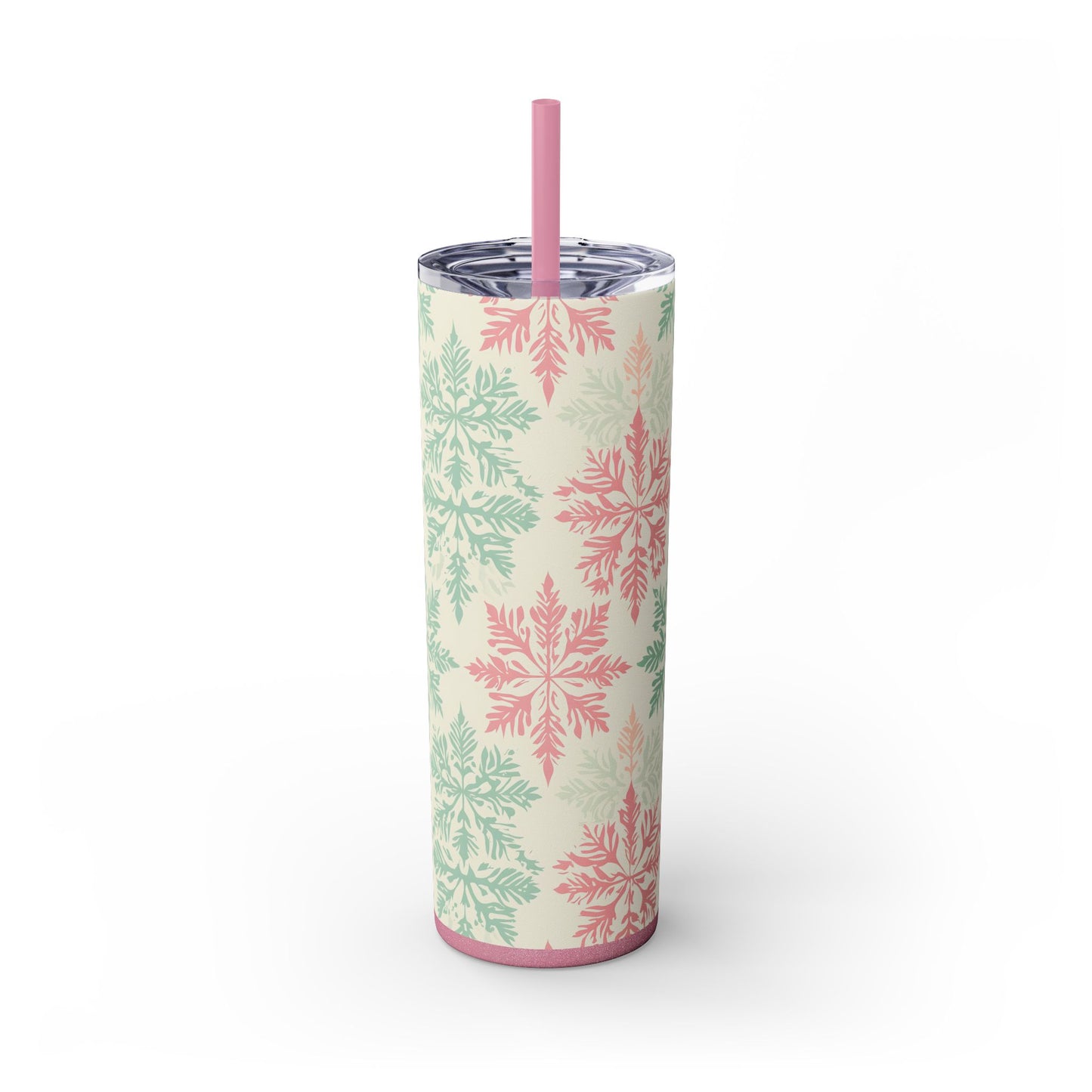 Winter Wonderland Skinny Tumbler, Snowflake Drink Container, Holiday Travel Mug, Christmas Gift, Festive Beverage Holder, Seasonal Coaster