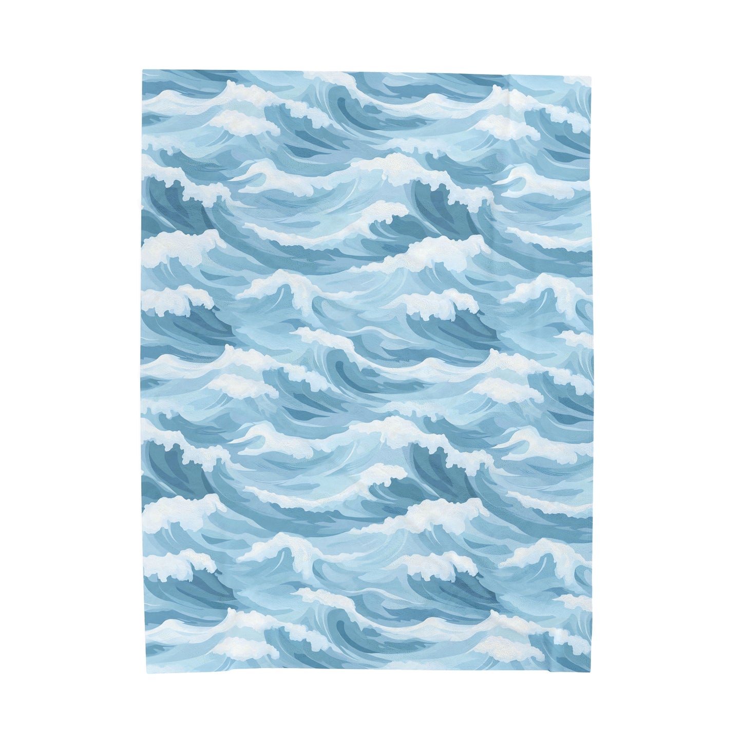 Ocean Waves Velveteen Plush Blanket - Cozy Throw for Home, Beach Lover Gift, Summer Decor, Nautical Theme, Beach House