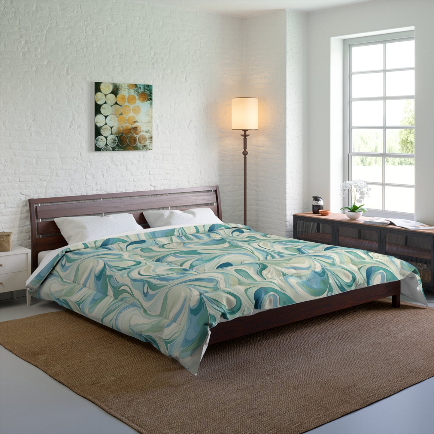 Swirling Ocean Comforter - Cozy Home Bedding, Vibrant Décor, Bohemian Style, Perfect Gift for Housewarming, All Seasons Use