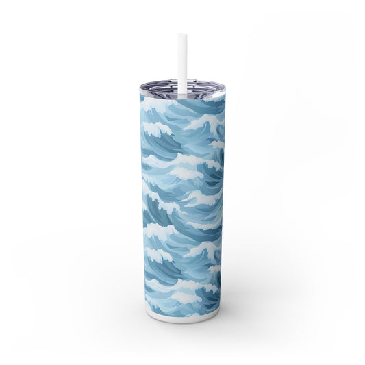 Ocean Wave Skinny Tumbler with Straw, 20oz, Perfect Gift for Beach Lovers, Summer Vibes, Ocean Decor, Travel Mug, Hydration Bottle