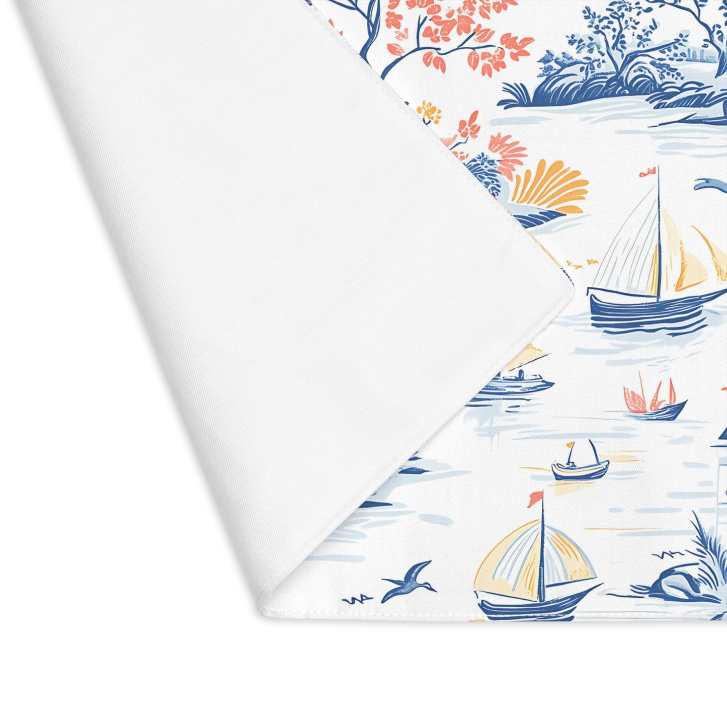 Coastal Toile Placemat, Elegant Floral Placemat, Nautical Table Decor, Bohemian Style Dining Mat, Perfect for Home, Gifts, and Entertaining