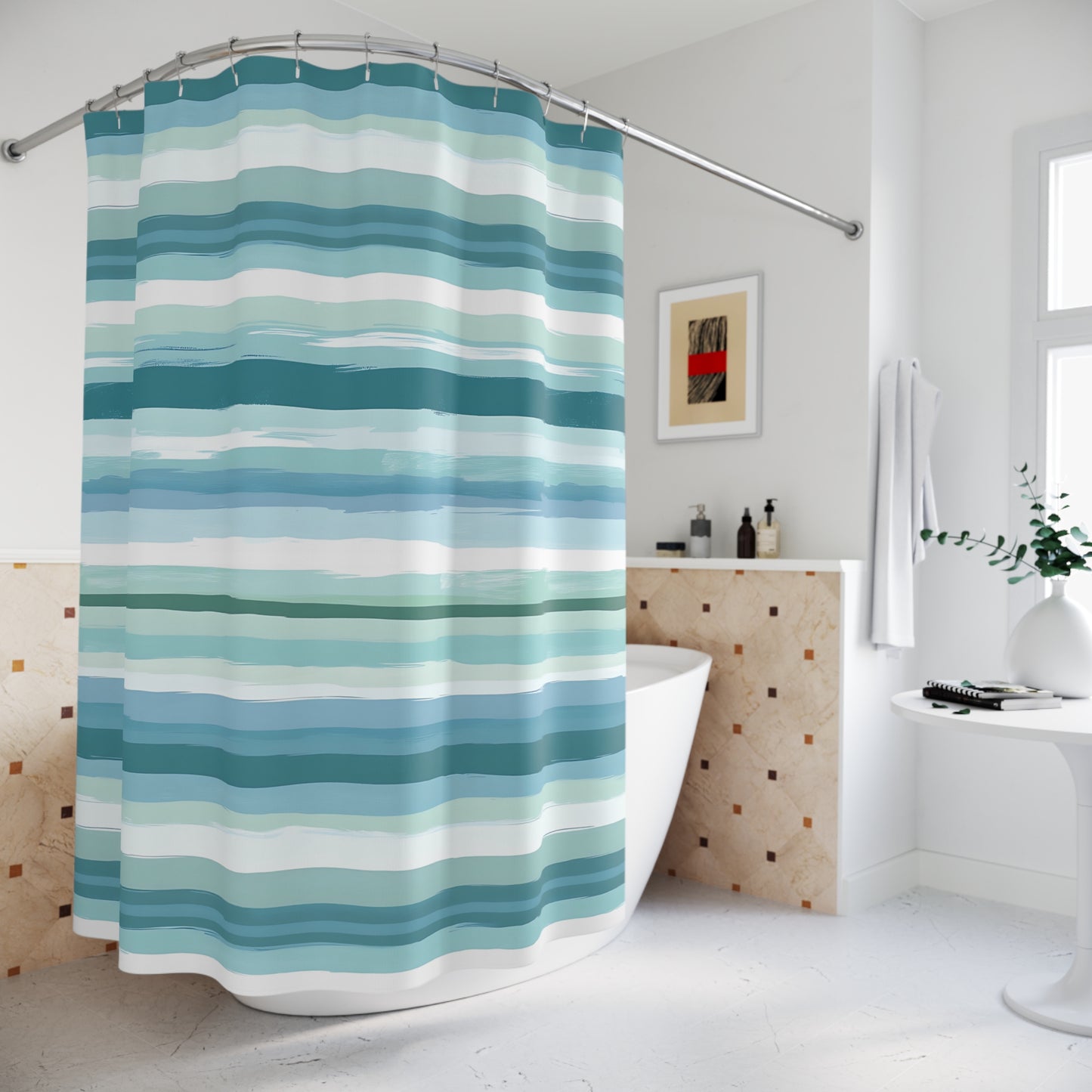 Ocean Wave Shower Curtain - Spa Bathroom Decor, Beach House Accent, Holiday Gift, Modern Home Decor, Relaxing Vibes