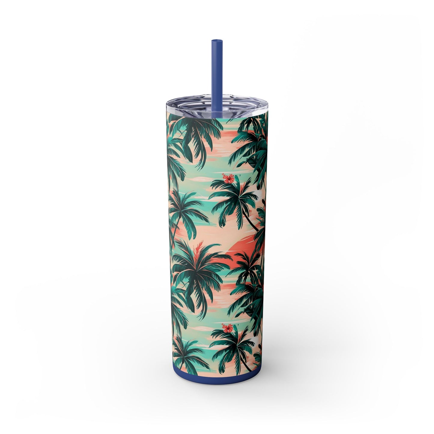 Tropical Skinny Tumbler, Palm Trees, Vacation Cup, Beach Drinkware, Summer Gift, 20oz Tumbler