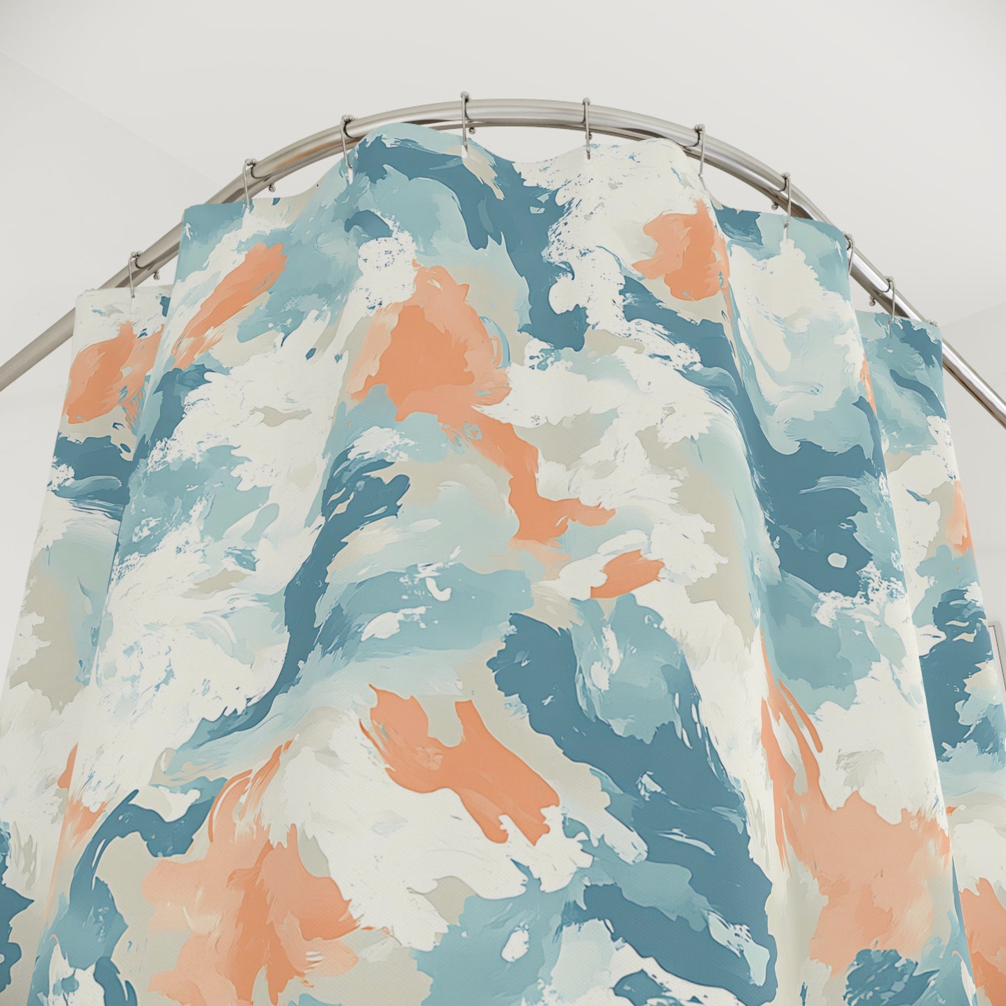 Abstract Coastal Shower Curtain, Bohemian Bathroom Decor, Ocean Vibe Home Accessory, Beach House Gift, Tropical Wave Design