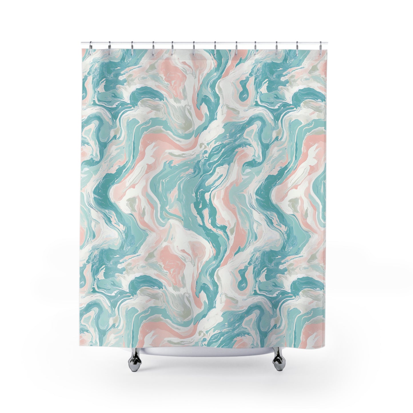 Marbled Pastel Shower Curtain, Boho Bathroom Decor, Ocean Wave Textile, Modern Home Accessory, Unique Gift Idea, Spring Refresh