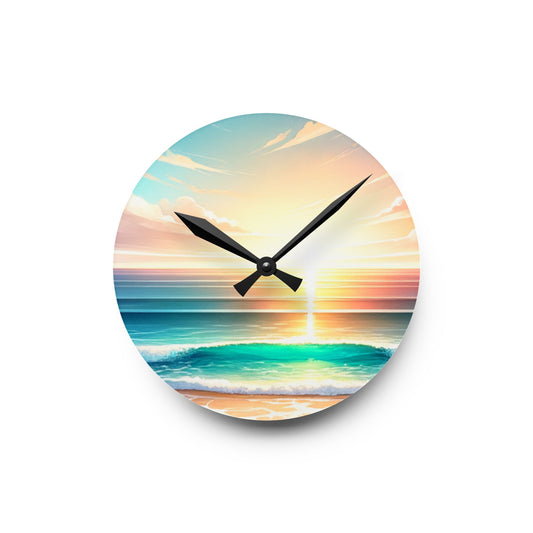 Ocean Breeze Acrylic Wall Clock - Coastal Decor, Beach Theme, Nautical Home, Seaside Wall Art, Relaxing Atmosphere