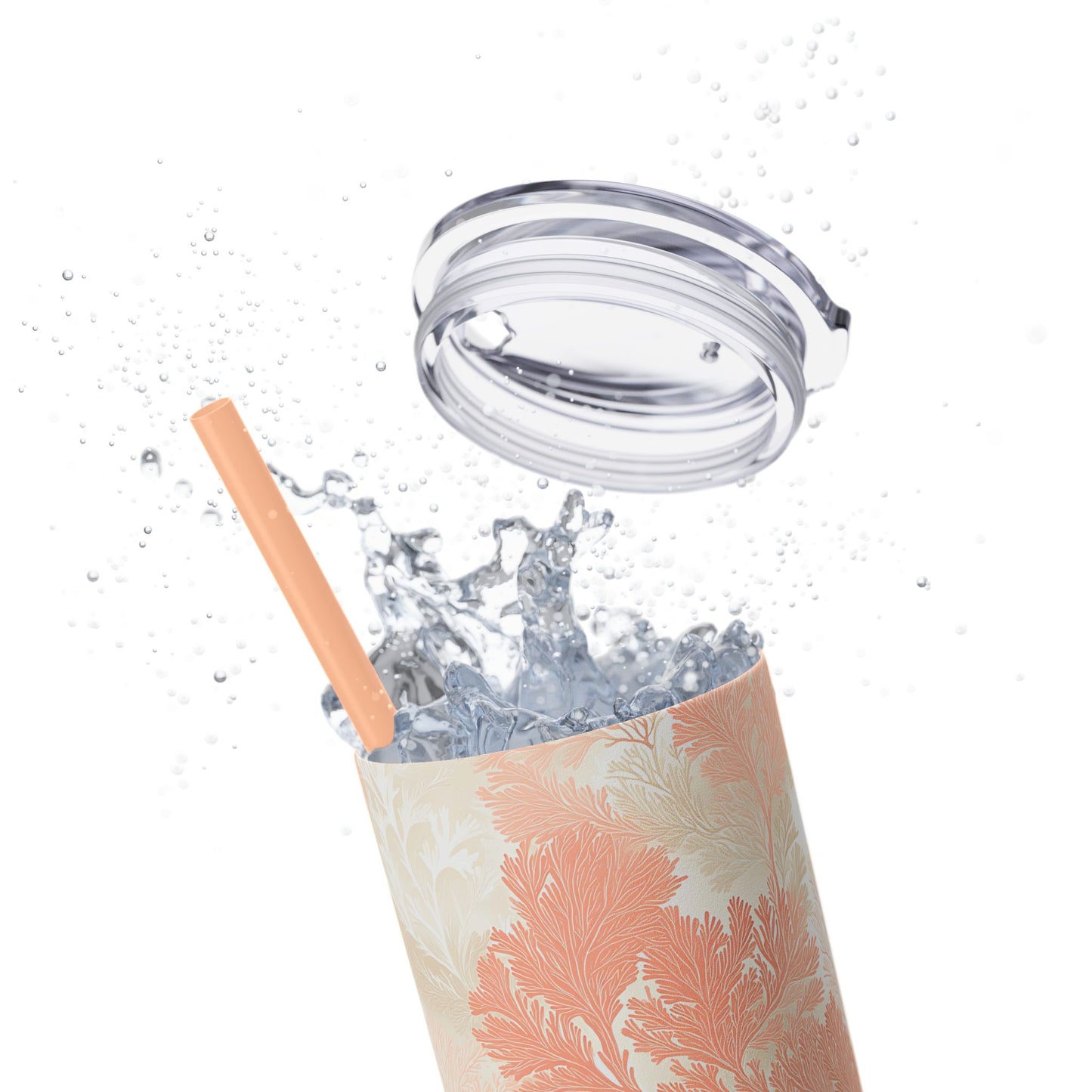 Boho Chic 20oz Skinny Tumbler with Straw, Perfect for Summer, Beach Days, Gift for Her, Travel Mug, Floral Design, Eco-Friendly Drinkware