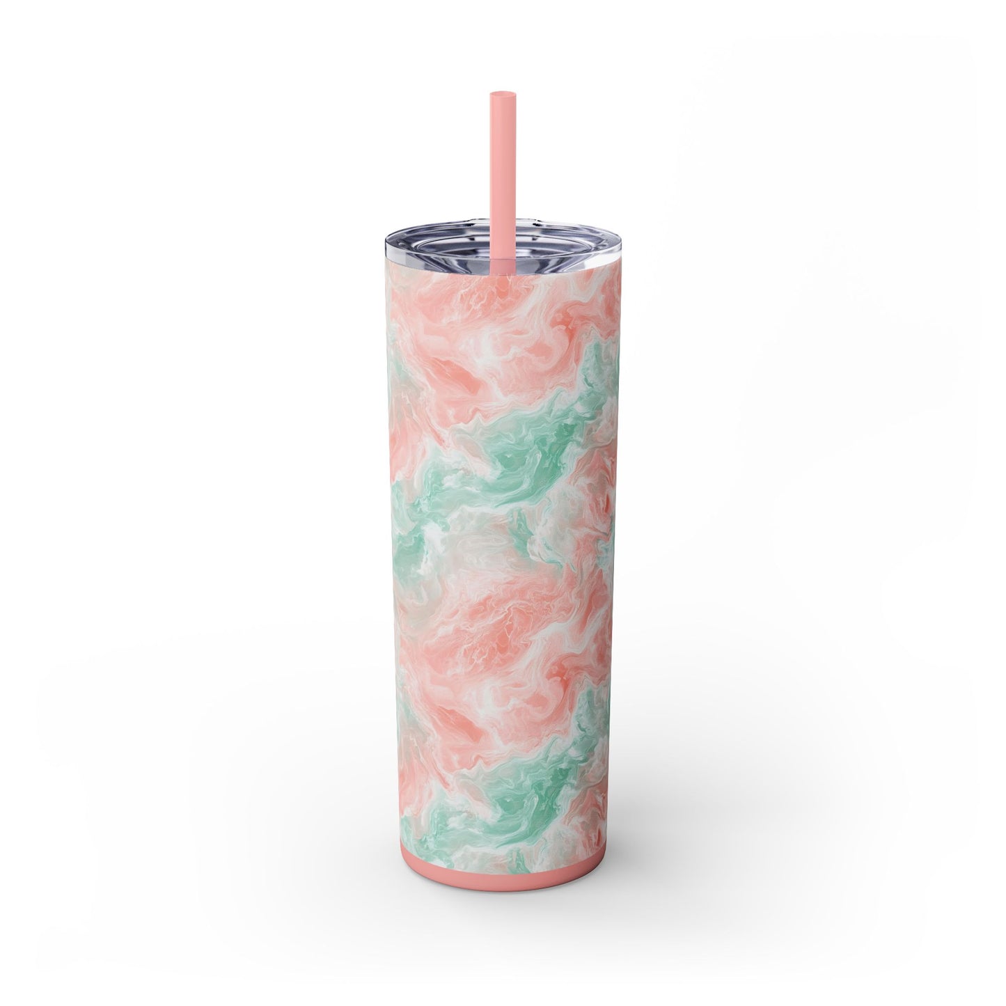 Marble Skinny Tumbler with Straw - 20oz, Stylish Drinkware, Office Mug, Gift for Her, Summer Travel Cup, Unique Barware