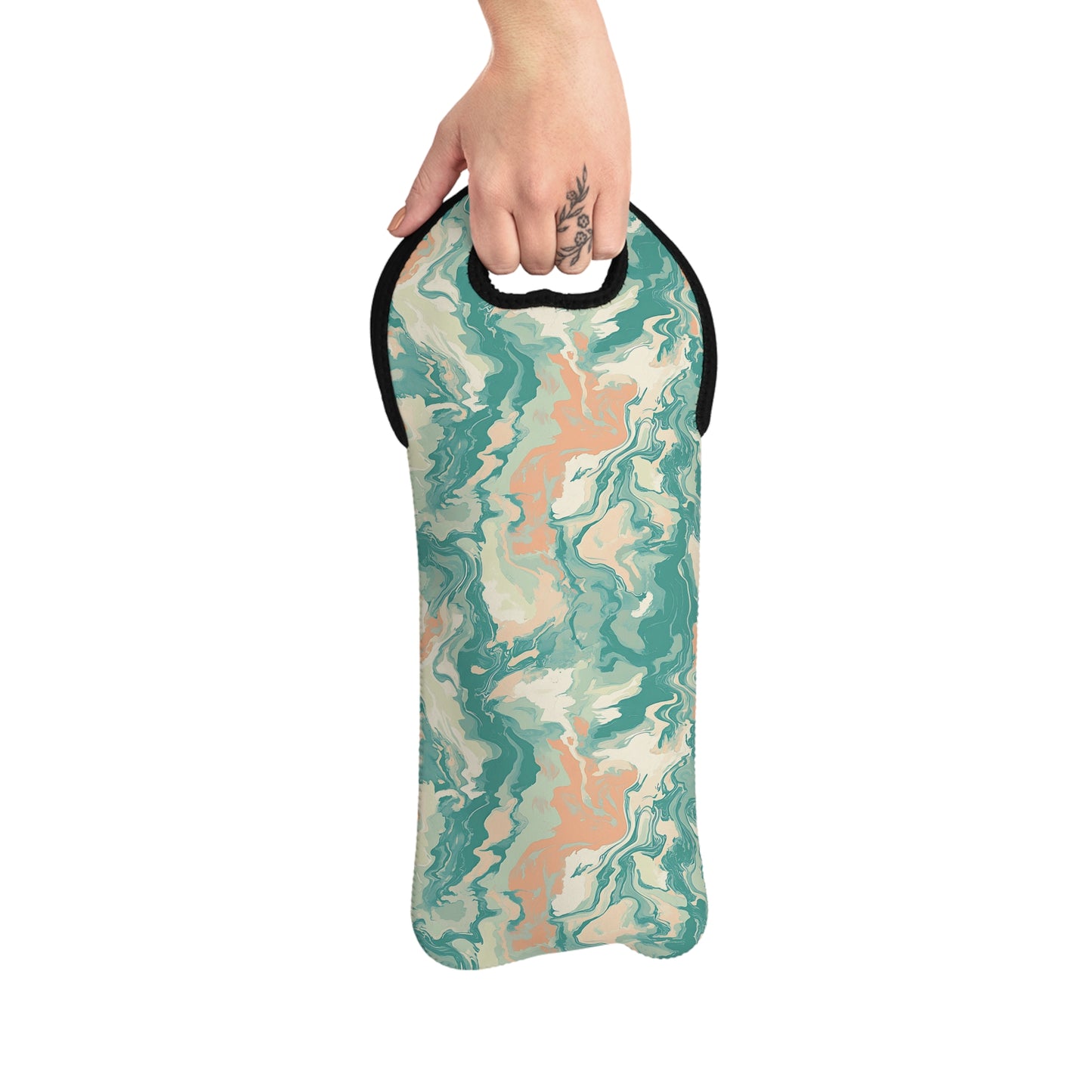 Stylish Wine Tote Bag, Perfect for Picnics, Gifts, Travel, and Wine Lovers, Marbled Design, Ideal for Parties