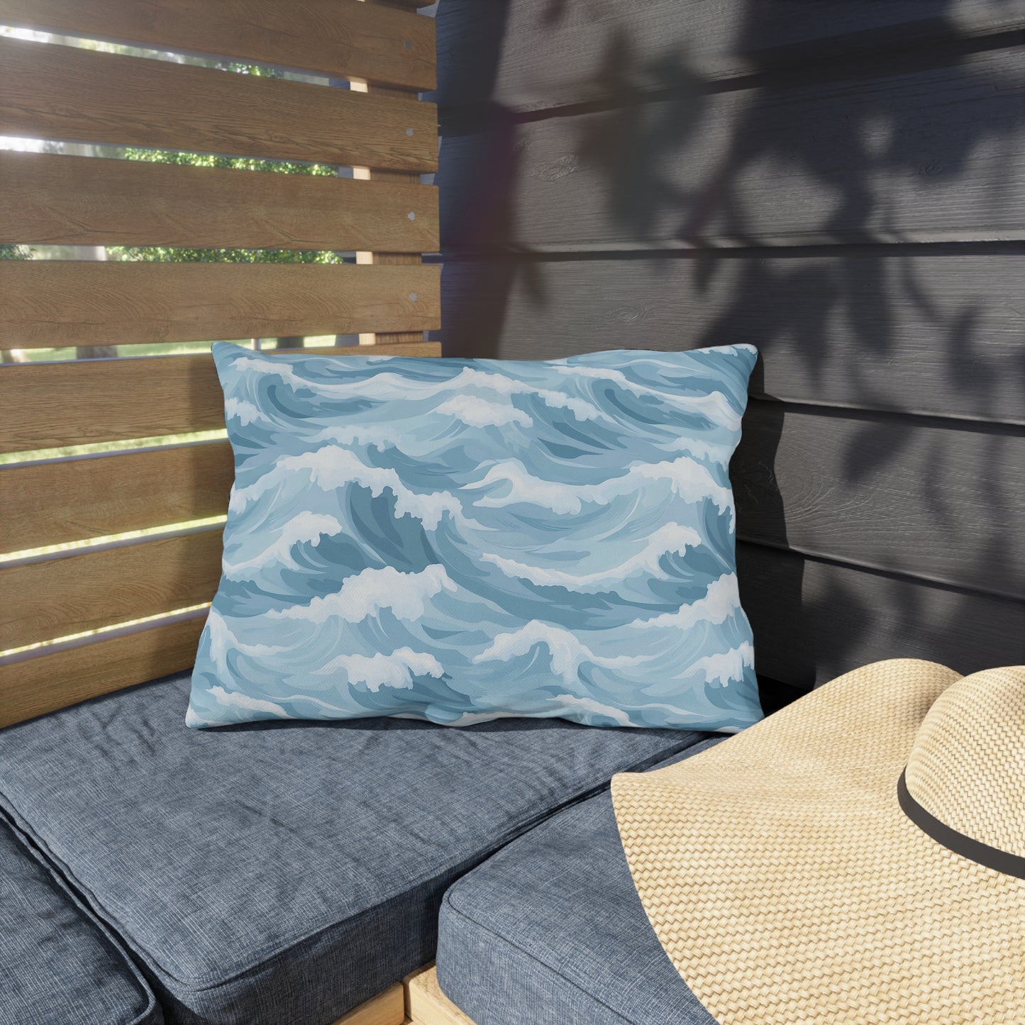 Ocean Wave Outdoor Pillows, Nautical Decor, Patio Cushion, Beach House Accessories, Summer Decor, Gift for Ocean Lovers