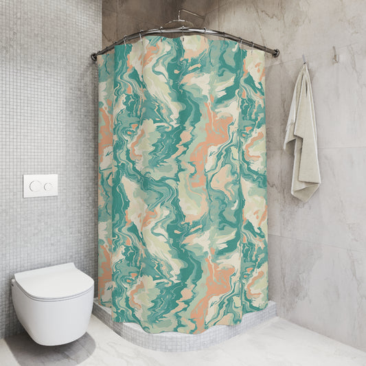 Abstract Waves Shower Curtain, Modern Bathroom Decor, Ocean Inspired Design, Unique Gift for Home, Boho Chic Style, Watercolor Art