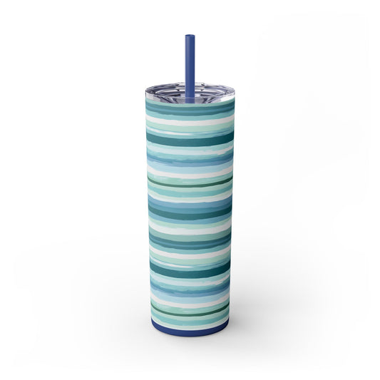 Chic Striped Skinny Tumbler with Straw, 20oz - Perfect for Summer, Travel, Office, Gifts, and Eco-Friendly Sips