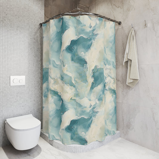 Ocean Waves Shower Curtains, Coastal Bathroom Decor, Beach Themed Home Accessories, Nautical Decor, Watercolor Style